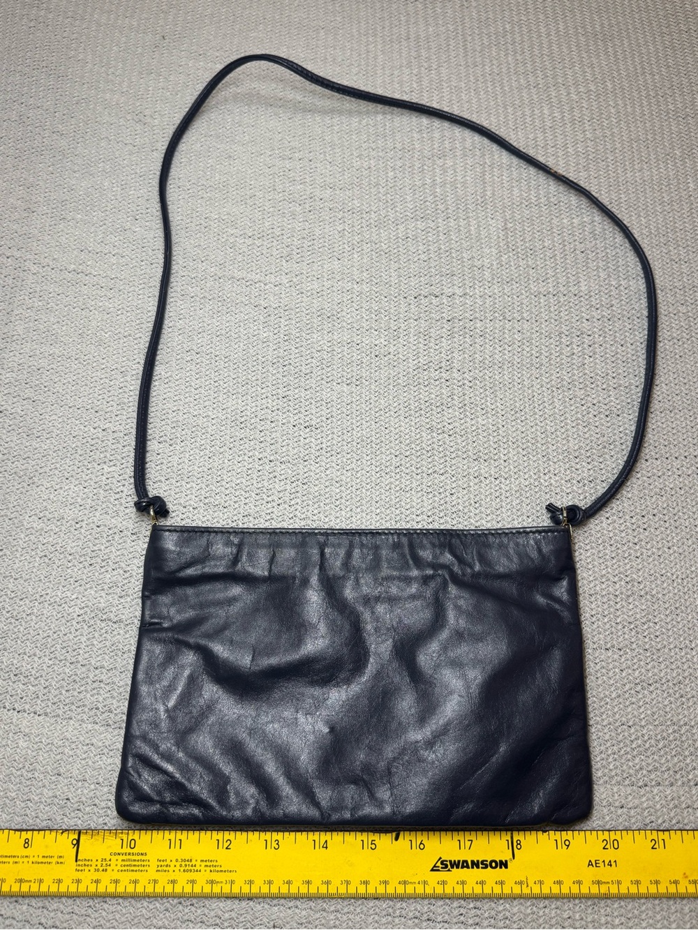 Karrig Mann Navy Leather Messenger Crossbody Bag